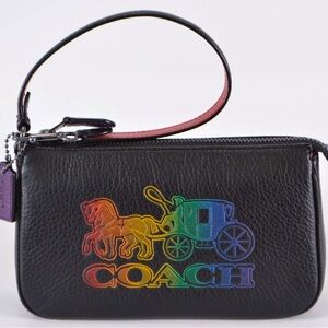 COACH Rainbow Signature Black Leather Nolita Handbag